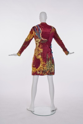 A Nina Vivian Huryn printed magenta satin 'Monkey Cup' dress, 1977 - 3