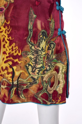 A Nina Vivian Huryn printed magenta satin 'Monkey Cup' dress, 1977 - 7