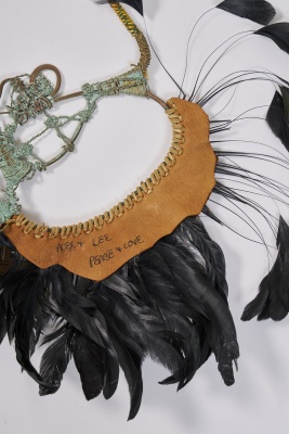 An Alex and Lee 'Peace and Love' copper, leather and feather necklace, 1970s - 3