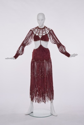 An oxblood suede dress, 1970s