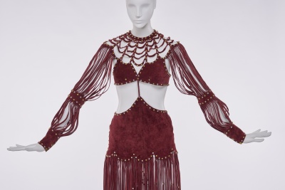 An oxblood suede dress, 1970s - 3