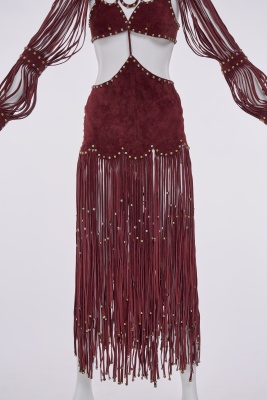 An oxblood suede dress, 1970s - 4