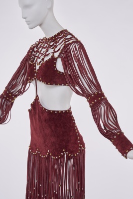 An oxblood suede dress, 1970s - 6