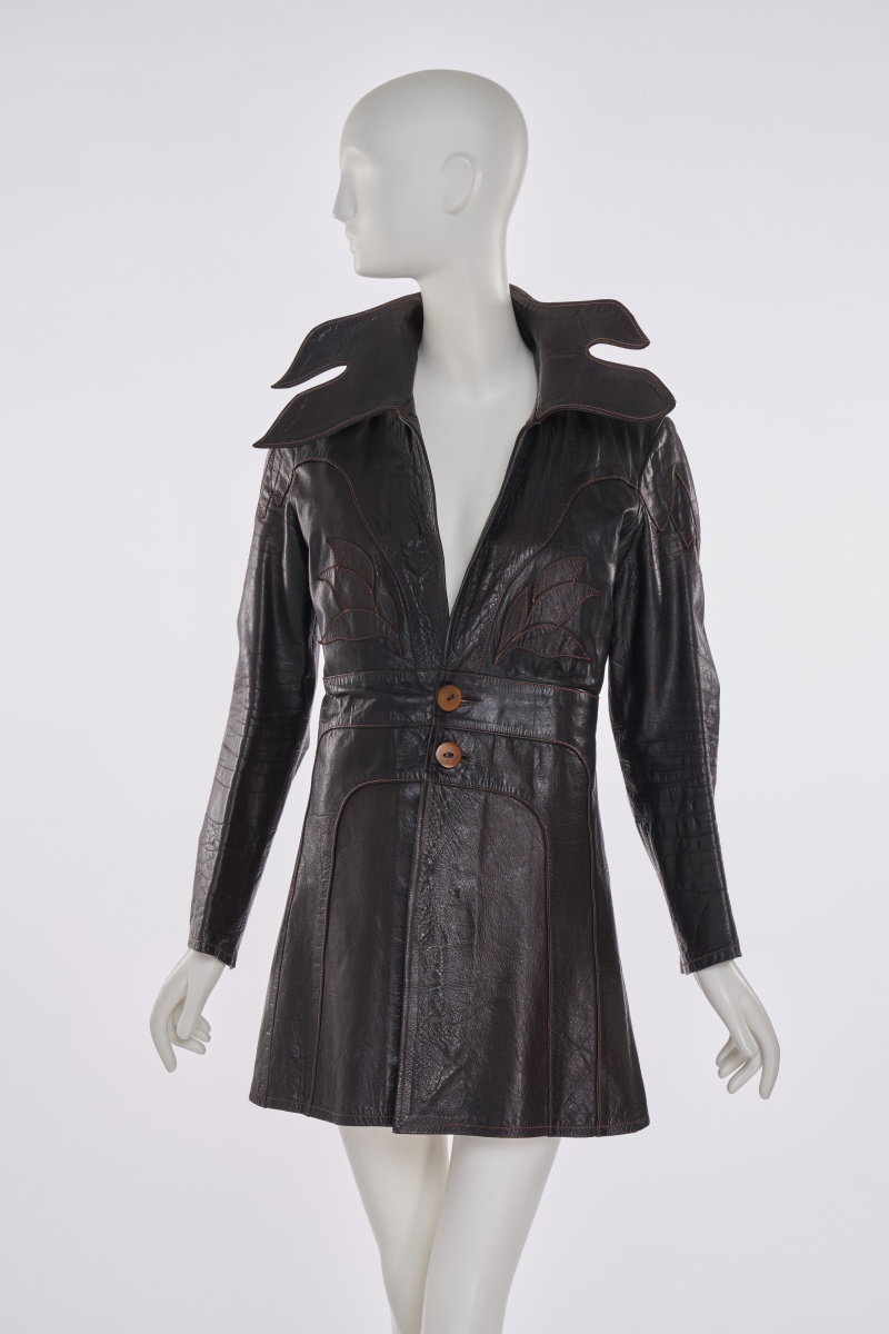 An East West Musical Instruments Co. brown leather jacket, 1970s