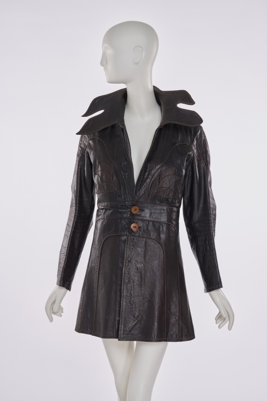 An East West Musical Instruments Co. brown leather jacket, 1970s