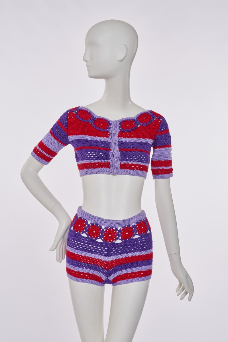 A rare Yves Saint Laurent crochet hot pants ensemble, 1970s