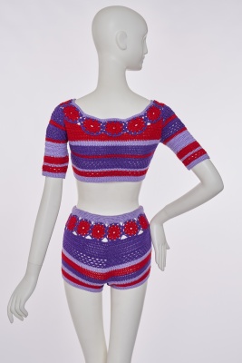 A rare Yves Saint Laurent crochet hot pants ensemble, 1970s - 2