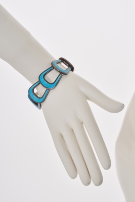 A Gucci enamelled silver link bracelet, 1970s