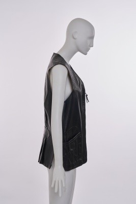 A Gucci men's black leather gilet, 1970s - 2