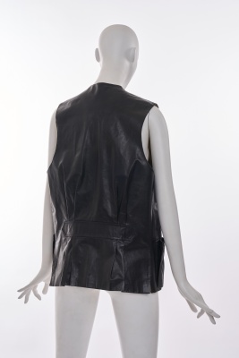 A Gucci men's black leather gilet, 1970s - 3