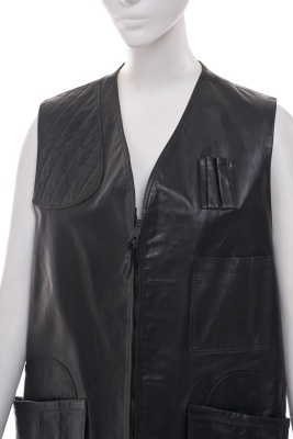 A Gucci men's black leather gilet, 1970s - 4