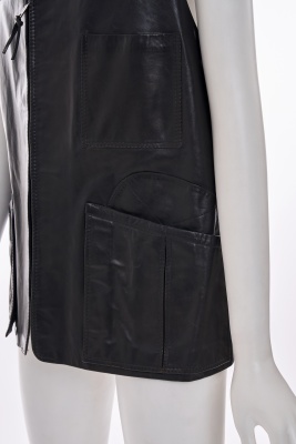 A Gucci men's black leather gilet, 1970s - 5