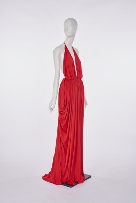 A Gnyuki Torimaru (Yuki) red Hurel silk jersey halterneck dress, 1990s remake of 1976 - 3