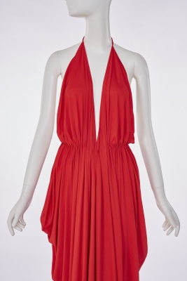 A Gnyuki Torimaru (Yuki) red Hurel silk jersey halterneck dress, 1990s remake of 1976 - 7