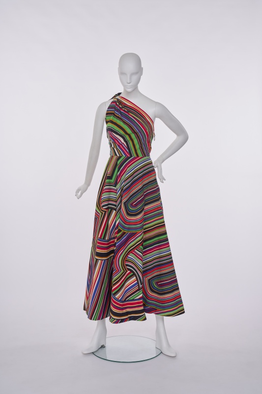 A Lanvin printed cotton evening gown, circa 1970,