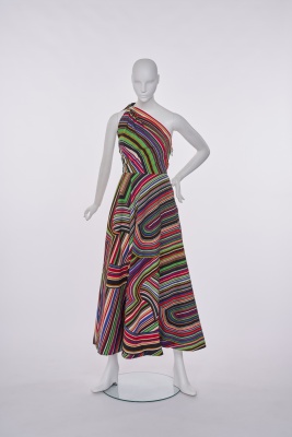 A Lanvin printed cotton evening gown, circa 1970,