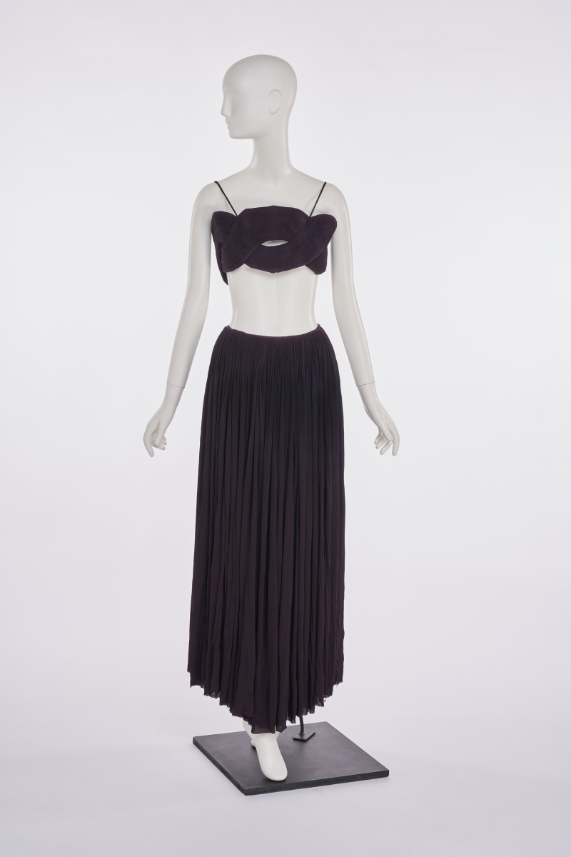 A Madame Gr&egrave;s haute couture aubergine silk jersey ensemble, circa 1973