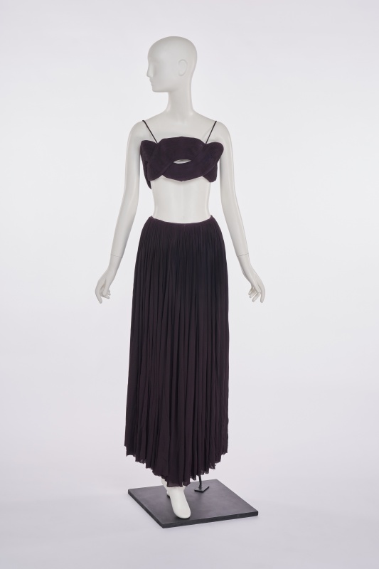 A Madame Gr&egrave;s haute couture aubergine silk jersey ensemble, circa 1973