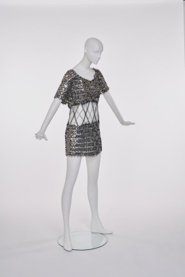 A Paco Rabanne metal chain and button mini dress, 1970s - 2