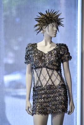 A Paco Rabanne metal chain and button mini dress, 1970s - 5