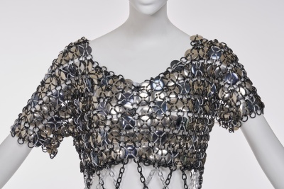 A Paco Rabanne metal chain and button mini dress, 1970s - 6