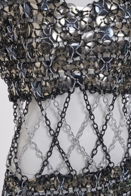 A Paco Rabanne metal chain and button mini dress, 1970s - 7