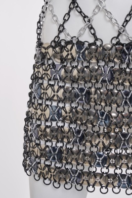 A Paco Rabanne metal chain and button mini dress, 1970s - 9