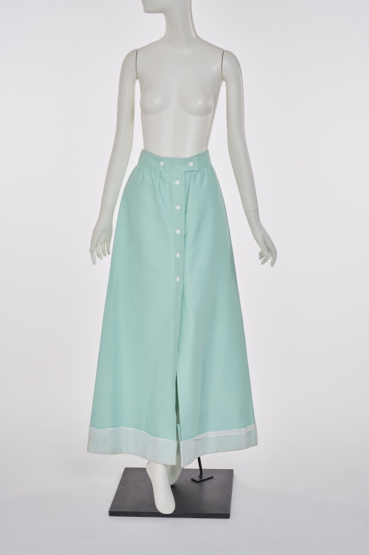 An Andr&eacute; Courr&egrave;ges pale blue piqu&eacute; maxi skirt, early 1970s