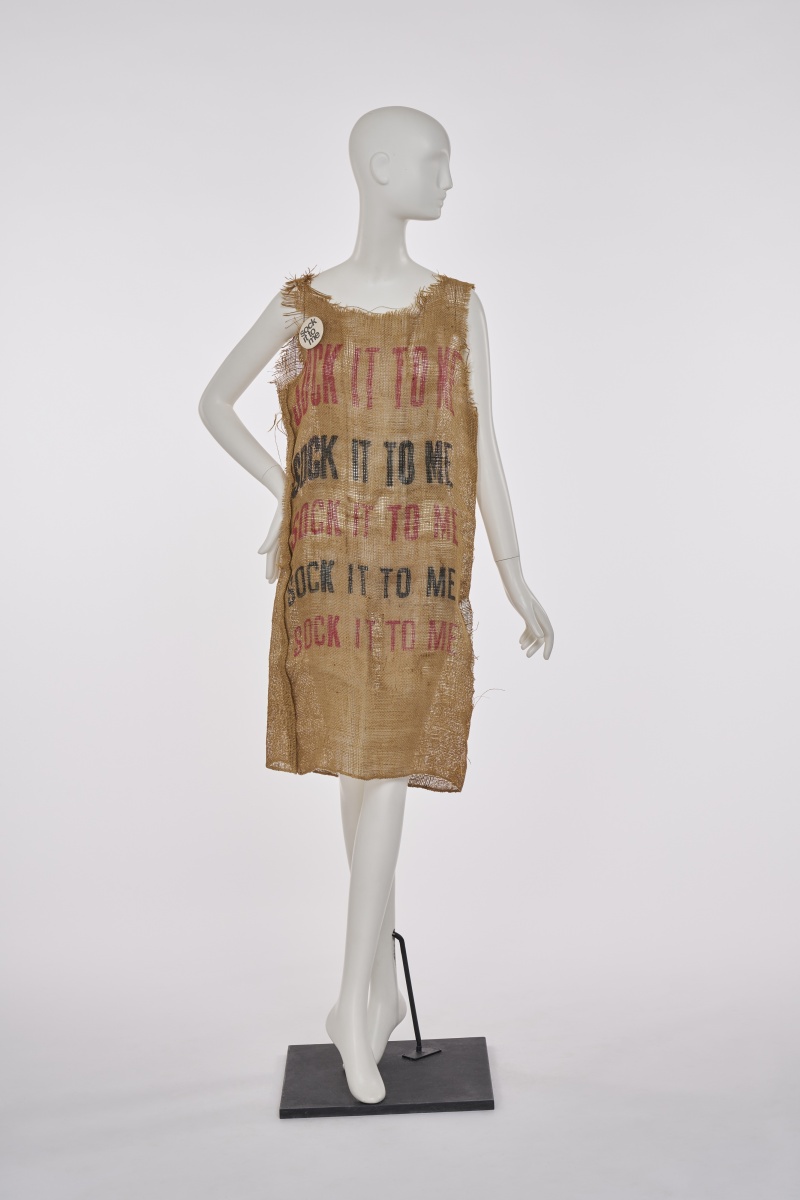 A burlap sack dress, 1960s