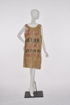 A burlap sack dress, 1960s