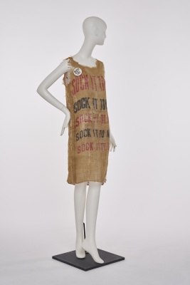A burlap sack dress, 1960s - 2