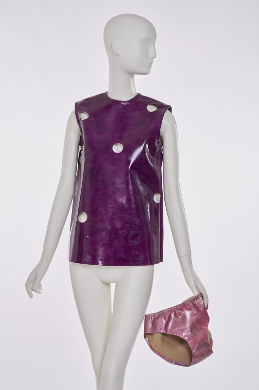 A Rudi Gernreich prototype purple vinyl tunic circa 1967