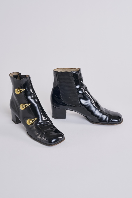 A pair of Pierre Cardin black patent ankle boots, 1960s