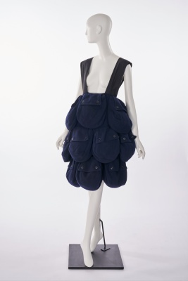 An unusual cotton and polyester pocket pinafore skirt, probably 2000s