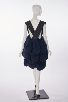 An unusual cotton and polyester pocket pinafore skirt, probably 2000s - 3