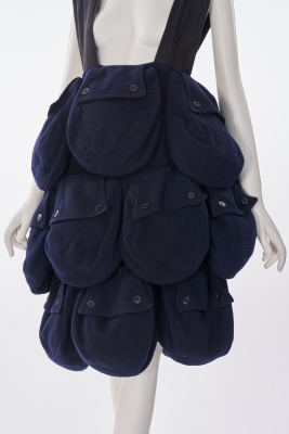 An unusual cotton and polyester pocket pinafore skirt, probably 2000s - 4