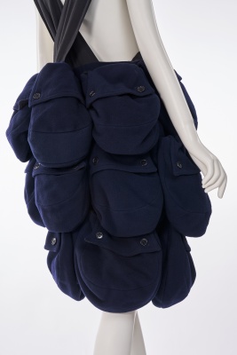 An unusual cotton and polyester pocket pinafore skirt, probably 2000s - 5