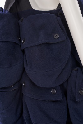 An unusual cotton and polyester pocket pinafore skirt, probably 2000s - 6