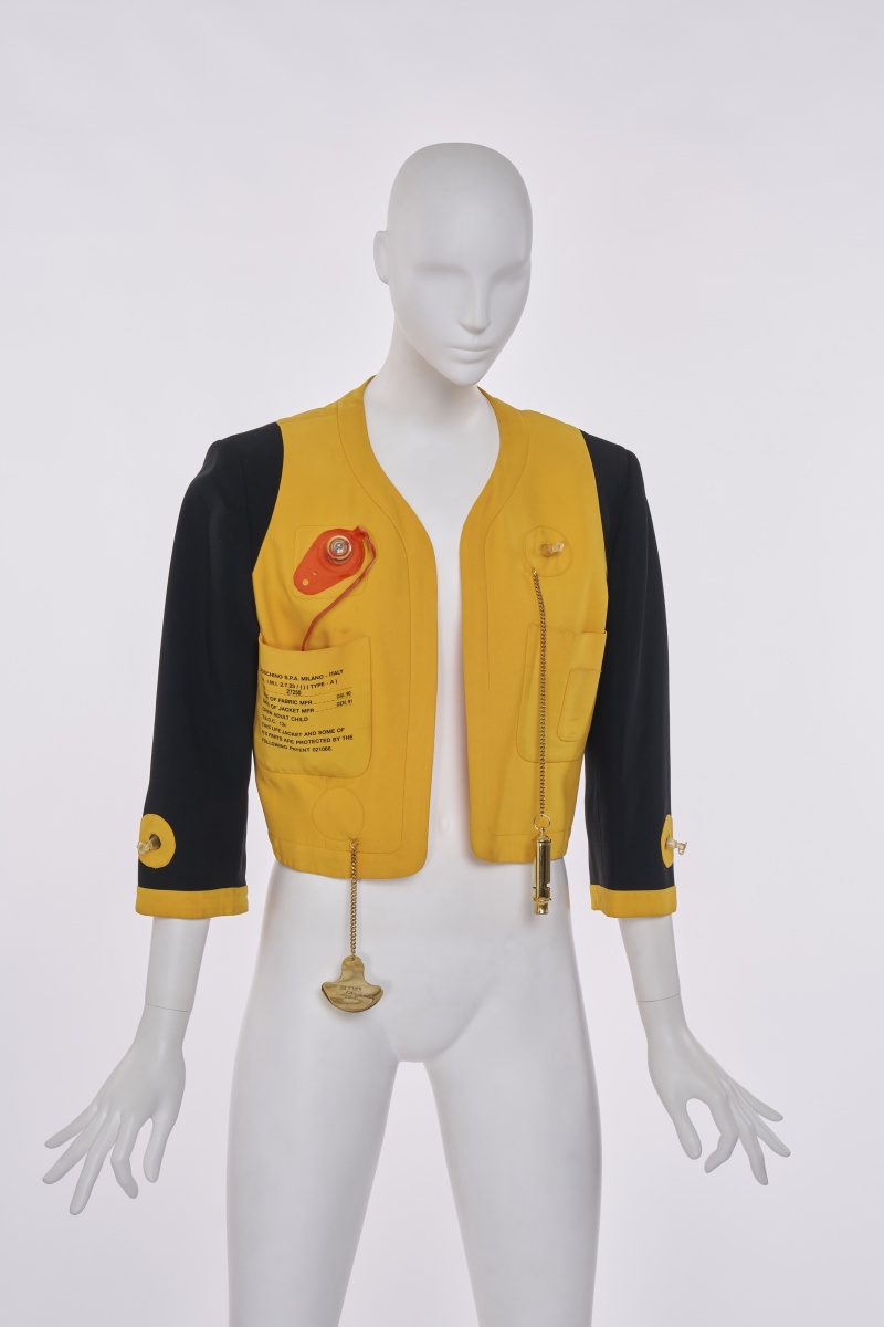 A Franco Moschino black and yellow cr&ecirc;pe 'Life Jacket', Spring-Summer 1991