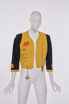 A Franco Moschino black and yellow cr&ecirc;pe 'Life Jacket', Spring-Summer 1991