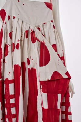 A Stuart Memberey red and white printed cotton pinafore dress, 1990s - 4