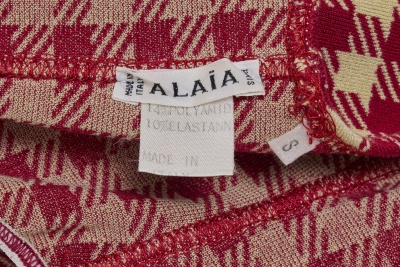 An Azzedine Ala&iuml;a red and beige checked stretch cotton ensemble, 'Tati' collection, Spring-Summer 1991 - 9