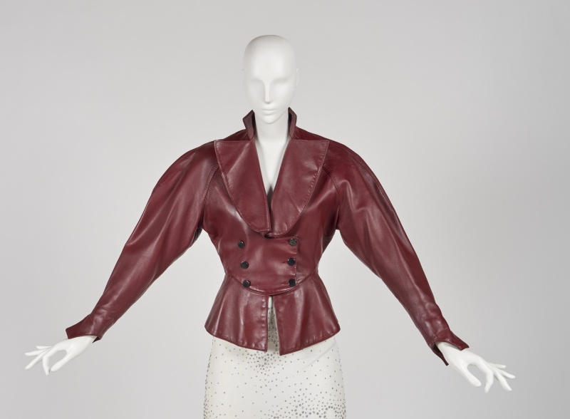 An Azzedine Alaia double-breasted oxblood leather jacket, Autumn-Winter 1985-86
