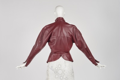 An Azzedine Alaia double-breasted oxblood leather jacket, Autumn-Winter 1985-86 - 4