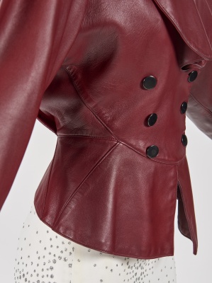 An Azzedine Alaia double-breasted oxblood leather jacket, Autumn-Winter 1985-86 - 6