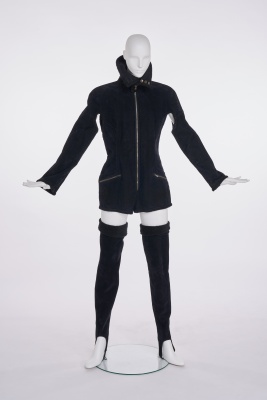 A Matsuda black velvet romper ensemble, late 1980s-early 1990s