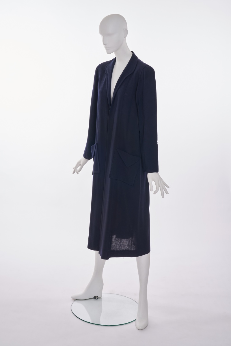 A Jean Muir ink blue wool cr&ecirc;pe coat, 1980s