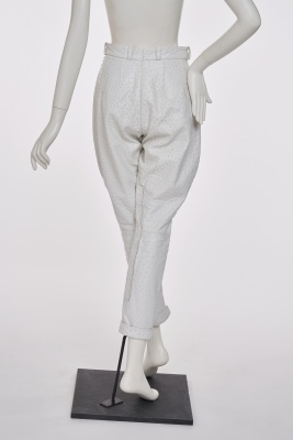 A Pair of Herm&egrave;s white ostrich leather jodhpurs, 1980s - 4