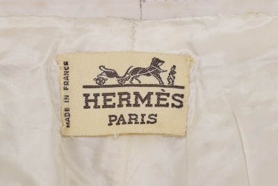 A Pair of Herm&egrave;s white ostrich leather jodhpurs, 1980s - 7