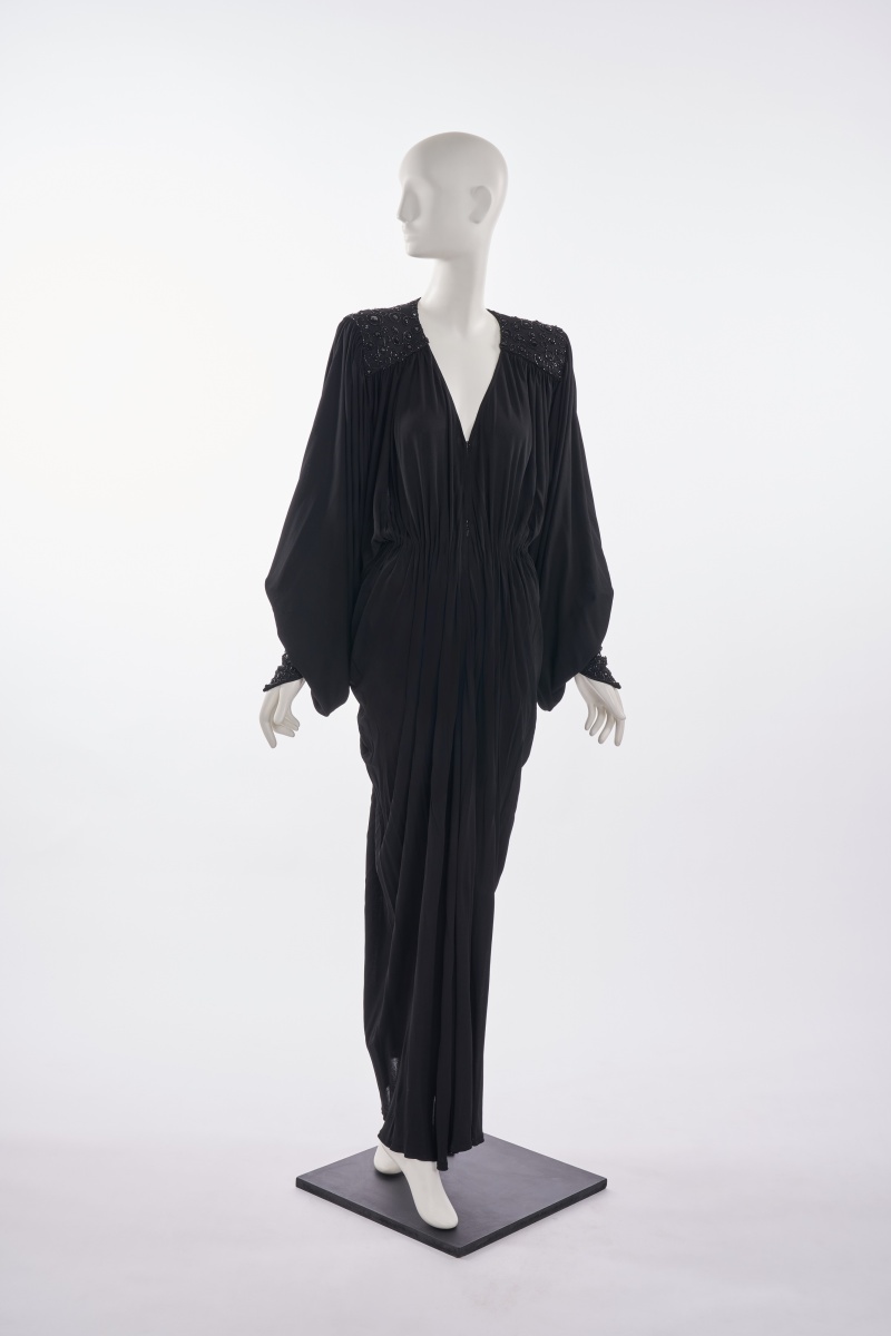 A Yuki beaded black jersey dress, 1980s